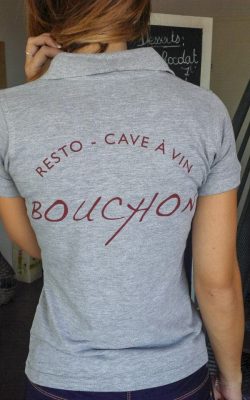 Restaurant Bouchon polo sérigraphié textiles
